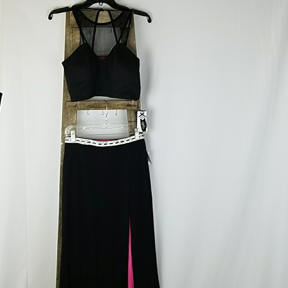 Teeze Me women evening maxi skirt crop topโ set leg